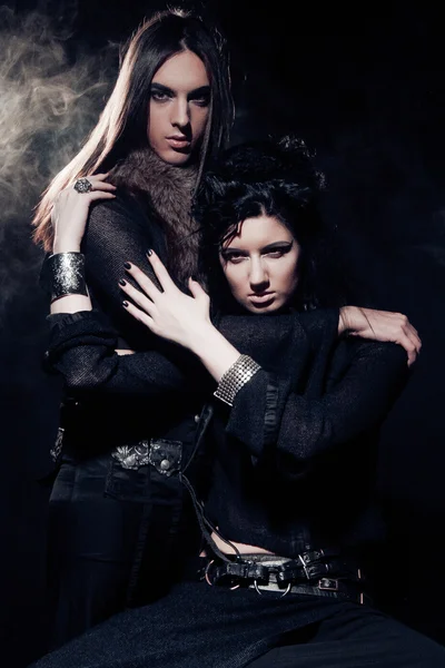 Romantic portrait of young gothic couple — Stock Photo, Image