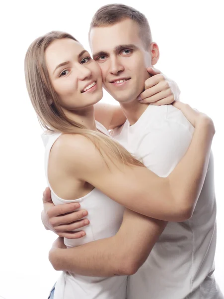 Lovely happy couple hugging — Stock Photo, Image