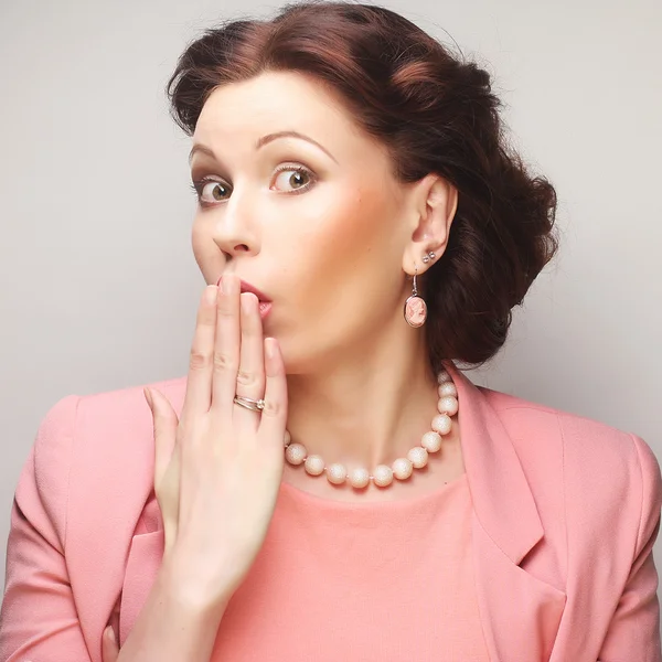 Young businesswoman in pink — Stock Photo, Image