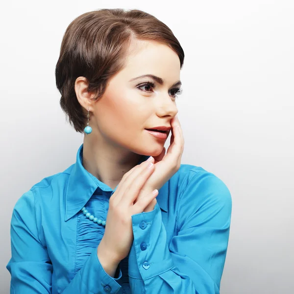 Beautiful young surprised woman. — Stock Photo, Image