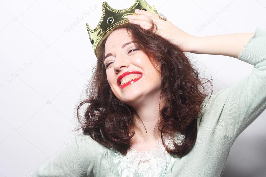 young lovely woman in crown