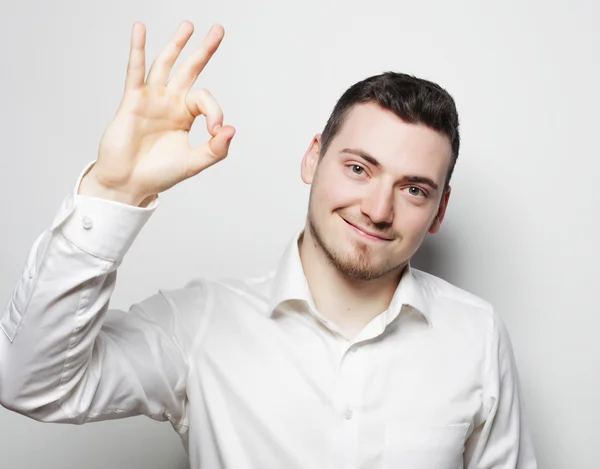 Business man man going thumbs up — Stock Photo, Image