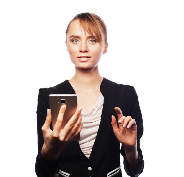 Cep telefonlu genç iş kadını