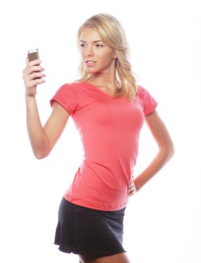 selfie yapma sportif sarışın kadın