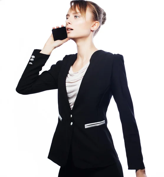 Jovem mulher de negócios com telefone móvel — Fotografia de Stock