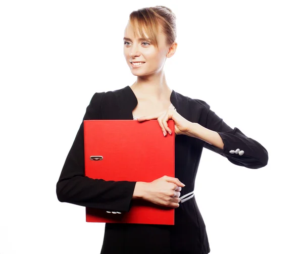 Businesswoman with folders — Stock Photo, Image