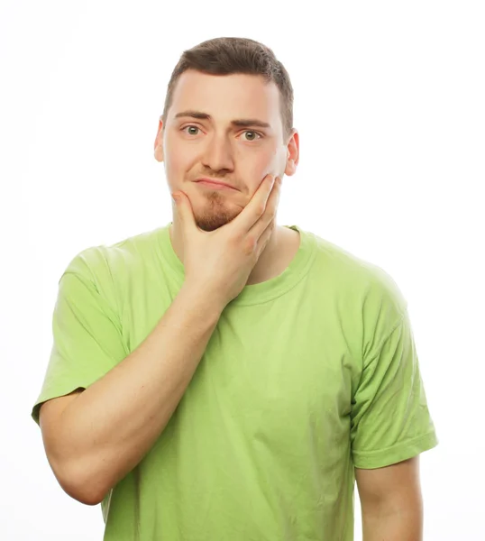 Joven feliz en camiseta verde — Foto de Stock