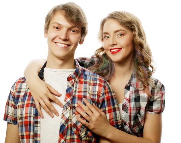 Lovely happy couple hugging — Stock Photo, Image