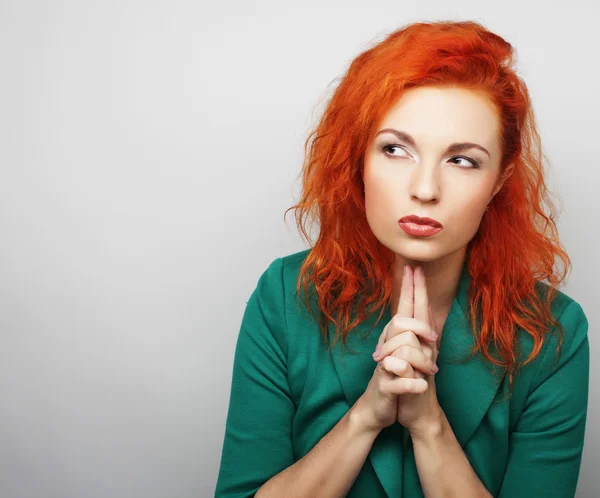 Thinking woman pondering over something — Stock Photo, Image