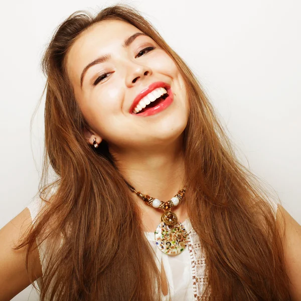 Hermosa joven sorprendida mujer. Captura de estudio. —  Fotos de Stock