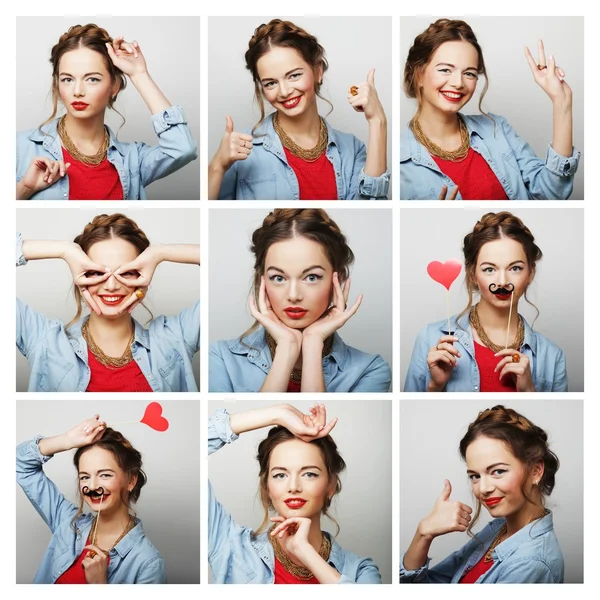 Collage of portraits of  happy woman — Stock Photo, Image