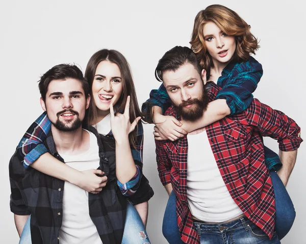 Group Of Young People Giving Piggybacks — Stock Photo, Image