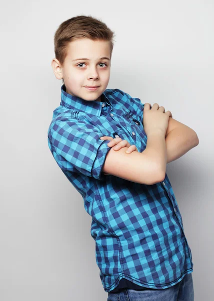 Little boy in blue shirt — Stock Photo, Image