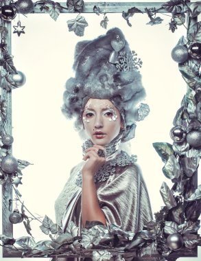 Beyaz arkaplan üzerinde Kar Kraliçesi