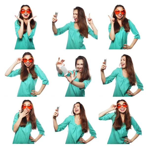 Collage of woman different facial expressions. — Stock Photo, Image