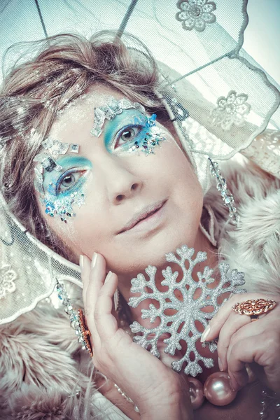 Snow Queen over white background — Stock Photo, Image