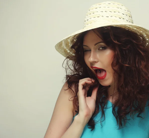 Beautiful woman with hat — Stock Photo, Image