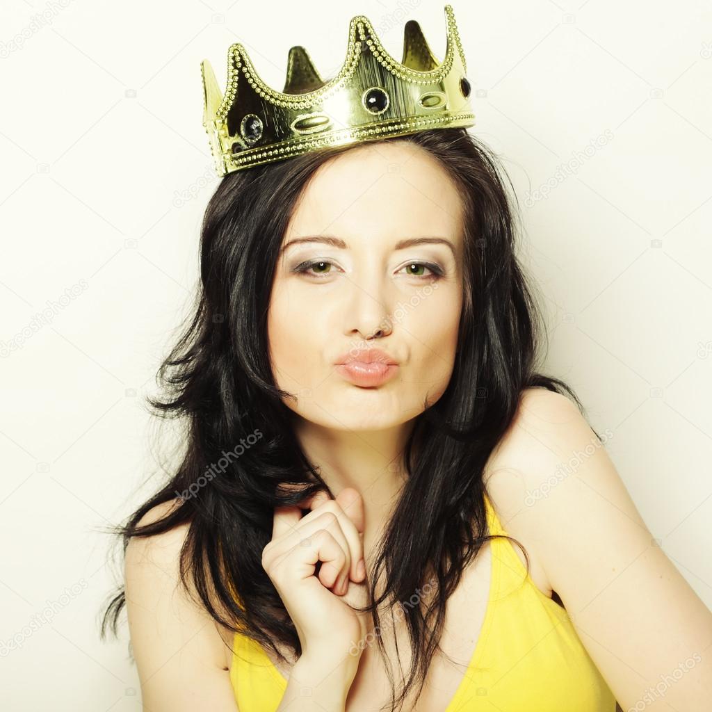 young lovely woman with crown 