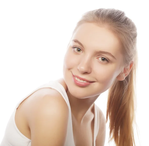Beautiful female model on white background — Stock Photo, Image