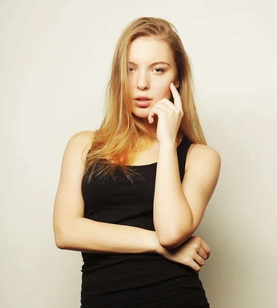 Beautiful woman with long blond hair. Royalty Free Stock Images