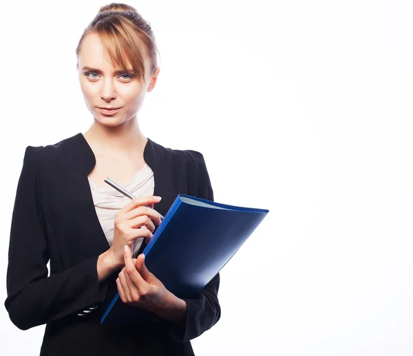 Businesswoman with folders — Stock Photo, Image