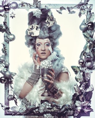 Beyaz arkaplan üzerinde Kar Kraliçesi