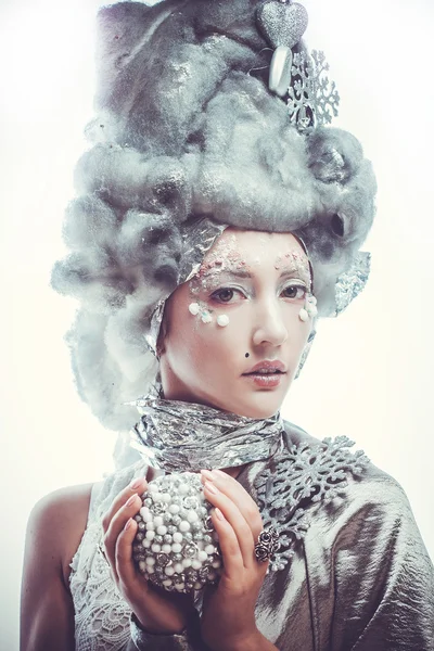 Snow Queen over white background — Stock Photo, Image