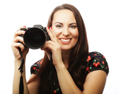 Neşeli genç kadın yapma fotoğraf