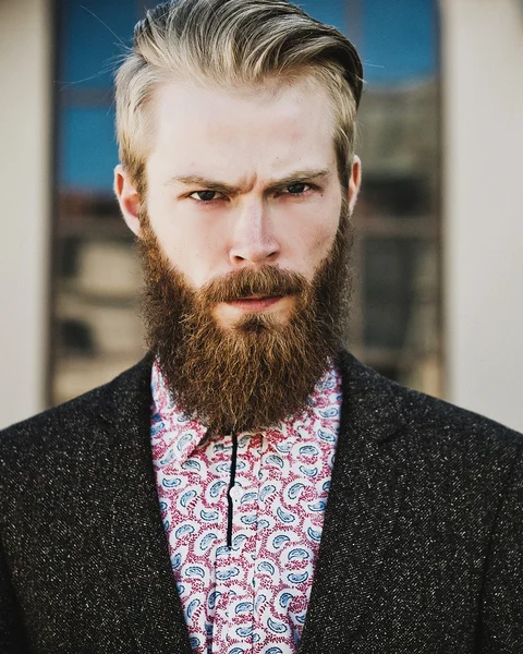 Portrait of young beautiful fashionable man — Stock Photo, Image