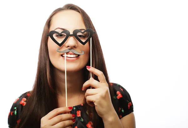 Giocoso giovane donna pronta per la festa — Foto Stock