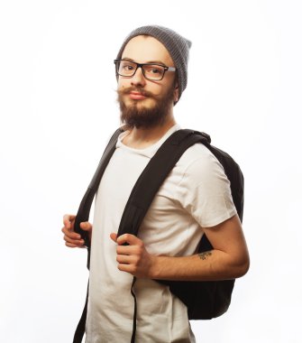 mutlu genç sakallı adam