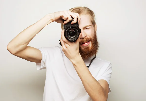 Young bearded  photographer — Stock Photo, Image