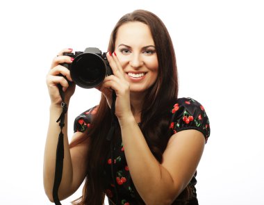 Neşeli genç kadın yapma fotoğraf