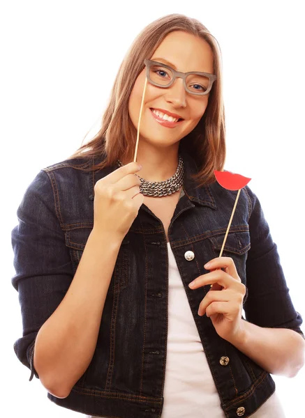 Giocoso giovane donna pronta per la festa — Foto Stock