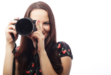 Neşeli genç kadın yapma fotoğraf