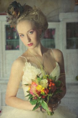 Vintage iç romantik genç gelin