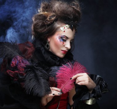 Mavi duman sanatsal Makyajlı kadın portresi