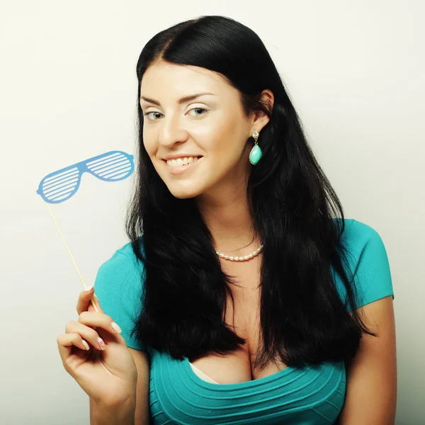 Party image. Playful young women holding a party glasses. — Stock Photo, Image