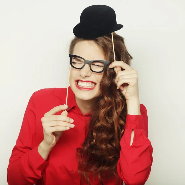 Playful young woman ready for party — Stock Photo, Image