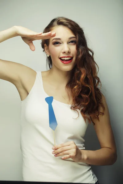 Playful young woman ready for party — Stock Photo, Image