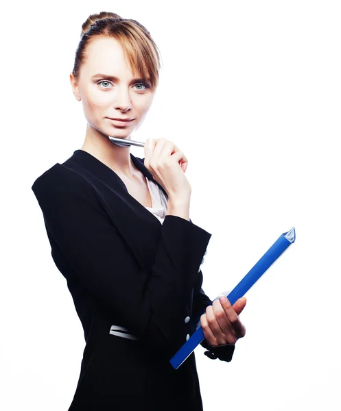 Businesswoman with folders — Stock Photo, Image