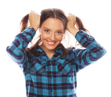 Güzel, genç, şaşkın kadın.