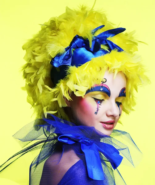 perruque jaune et bleu