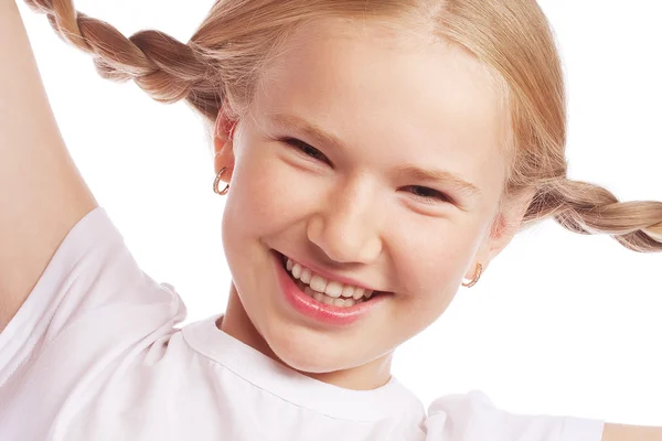 Niña feliz con una gran sonrisa . — Foto de Stock