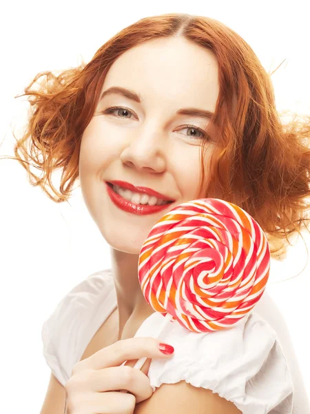 Pretty woman with lollipop. — Stock Photo, Image