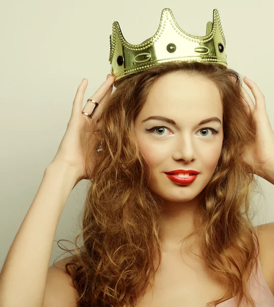 Young blond woman in crown — Stock Photo, Image