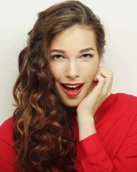 Joven mujer sorprendida. Captura de estudio . —  Fotos de Stock