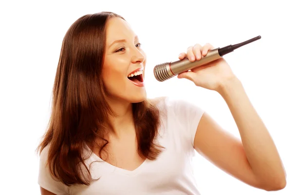 Mutlu şarkı söyleyen kız. — Stok fotoğraf