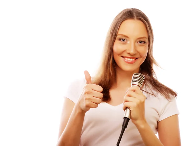 Menina cantando feliz . — Fotografia de Stock