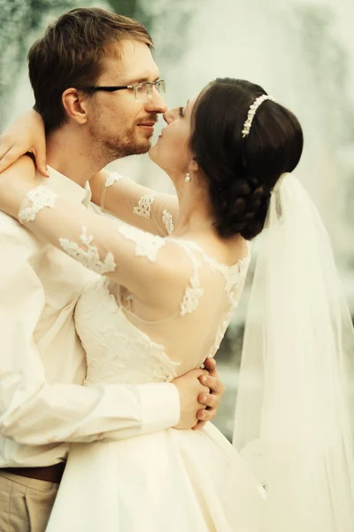 Romantica giovane coppia che celebra il loro matrimonio — Foto Stock
